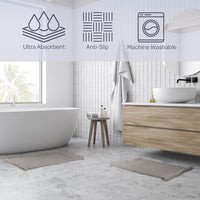 Bathroom Rugs - 2-Piece Waffle Bath Mat Set for Boho Bathroom view 2