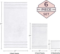 Bathroom Towels Set, Bathroom Accessories, White, Set of 6 view 3