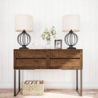 Modern Table Lamps - Set of 2 Wrought Iron Open Cage Lights view 4