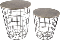 Round End Tables - Nesting Tables Set of 2, Gray/Black view 2