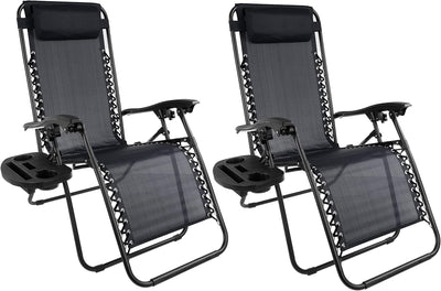 Zero Gravity Chairs - Set of 2 Outdoor Chairs with Side Tables