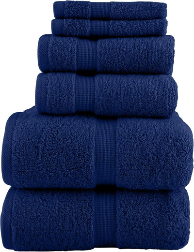Bathroom Towels Set, Bathroom Accessories, Navy Blue, Set of 6
