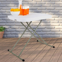 Small Adjustable Folding TV Tray Table, White, 21"H to 27"H view 5