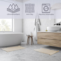 Bathroom Rugs - 2-Piece Waffle Bath Mat Set for Boho Bathroom view 14