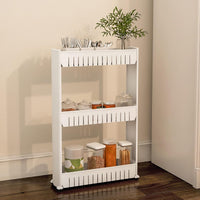 3 Tier Shelf Rolling Cart, White, 19.5" x 5" x 28" view 6