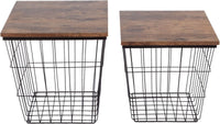 End Tables - Square Nesting Tables Set of 2, Brown Woodgrain view 4