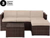 Patio Furniture Set - 3-Piece Rattan Outdoor Sectional, Brown view 5