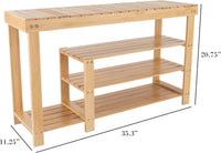 Shoe Storage Bench - 3-Tier Bamboo Shoe Rack view 2