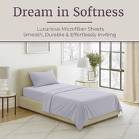 3-Piece Brushed Microfiber Twin Sheet Set, Purple view 91
