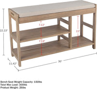 Shoe Bench - 3-Tier Wooden Shoe Rack for Entryway, Mudroom view 9