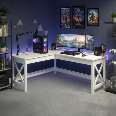 59" L-Shaped Desk - Corner Computer Desk for Home Office