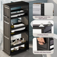 3 Tier Slim Utility Rolling Storage Cart, Black, 25"W x 5.7"D view 17