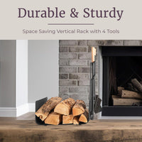 Fireplace Tools Set Indoor Outdoor, Black, 5-Pieces view 2