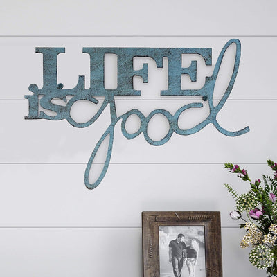Life is Good' Wall Art, Teal Blue Distressed, 18.2"x14.6"