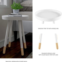 Round End Table, White, 17" x 22" view 4