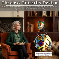 Tiffany Style Butterfly Lamp, (L) 8" x (W) 6" x (H) 9" view 12