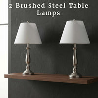 Brushed Steel Table Lamps, Silver view 3