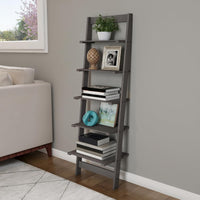 5-Tier Ladder Shelf, Narrow Leaning Bookshelf, White, 50" view 23
