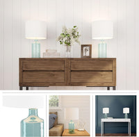 Table Lamp - Clear Glass Lamp with Open Base, LED Bulb view 12