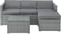 Patio Furniture Set - 3-Piece Rattan Outdoor Sectional, Gray/Blue view 1