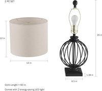 Modern Table Lamps - Set of 2 Wrought Iron Open Cage Lights view 3