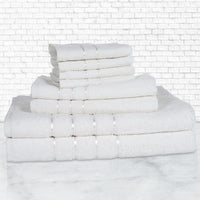 8 Piece 100% Cotton Plush Bath Towel Set - White view 4