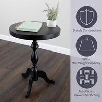 Pedestal Side Table, Black, 15.75" x 22" view 2