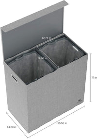 Double Laundry Basket with Lid view 2
