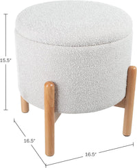 Round Sherpa Storage Ottoman Pouf with Removable Lid view 9