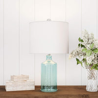 Table Lamp - Clear Glass Lamp with Open Base, LED Bulb view 1