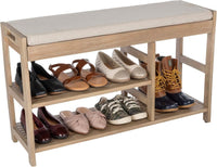 Shoe Bench - 3-Tier Wooden Shoe Rack for Entryway, Mudroom view 7