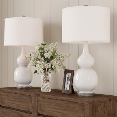 Ceramic Table Lamps, White, Set of 2