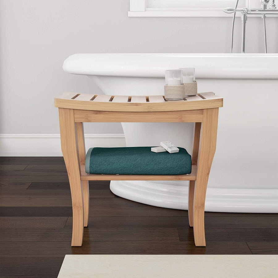 Shower Bench-Water Resistant Natural Eco-Friendly Bamboo &mdash; Lavish Home