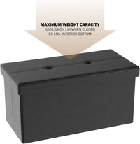 Storage Ottoman - Folding Faux Leather Footrest, 15"D x 30"W x 15"H view 3