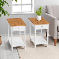 Side Table - Small Night Stand with Drawer and Open Storage view 7