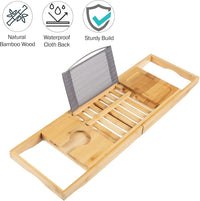 Bamboo Bathtub Tray - Wood Bath Caddy with Book, Phone view 5