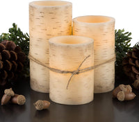 Flameless Candles - 3-Pack Faux Birch Bark Battery Operated view 1