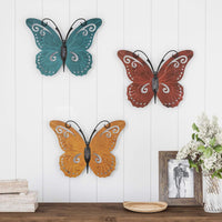 Butterfly Metal Wall Art, 3-Piece-Set view 1