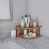 2-Tier Bamboo Corner Shelf for Kitchen or Bathroom Cabinet view 2