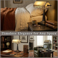 Tiffany Style Bankers Desk Lamp, (L) 10.5" x (W) 11" x (H) 16" view 5