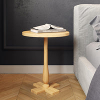 Pedestal Table - Living Room Side Table, Natural, 18"W x 22"H view 4