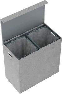 Double Laundry Basket with Lid view 1