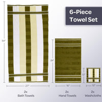 Bathroom Towels Set, Bathroom Accessories, Green, Set of 6 view 6