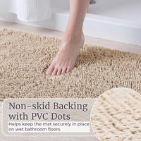 Memory Foam Shag Bath Mat 2-feet by 5-feet - Ivory, Solid view 4