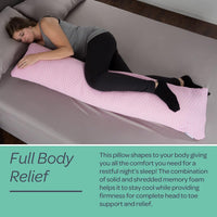 Memory Foam Body Pillow- for Side Sleepers, Back Pain, Pink view 3