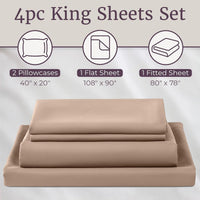 Brushed Microfiber Sheet Set-4 Piece Bed Linens-Fitted & Flat, King view 3