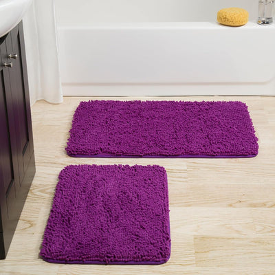 2 Piece Bathroom Rug Set, Purple