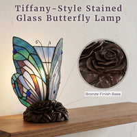 Tiffany Style Butterfly Lamp, (L) 8" x (W) 6" x (H) 9" view 3