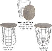 Round End Tables - Nesting Tables Set of 2, Gray/Black view 5