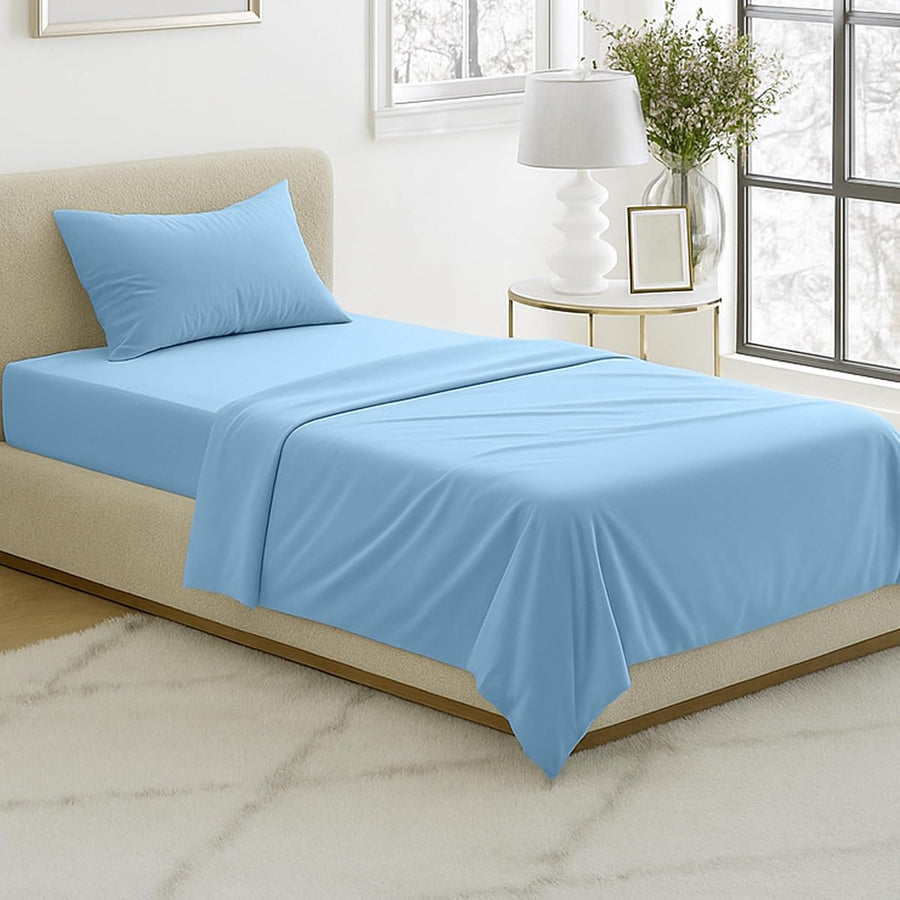 Brushed Microfiber Twin Sheets, Blue &mdash; Lavish Home